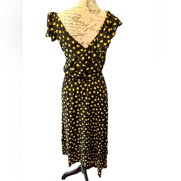 Who What Wear black & yellow floral print dress, sleeveless midi EUC Small - Picture 6 of 15